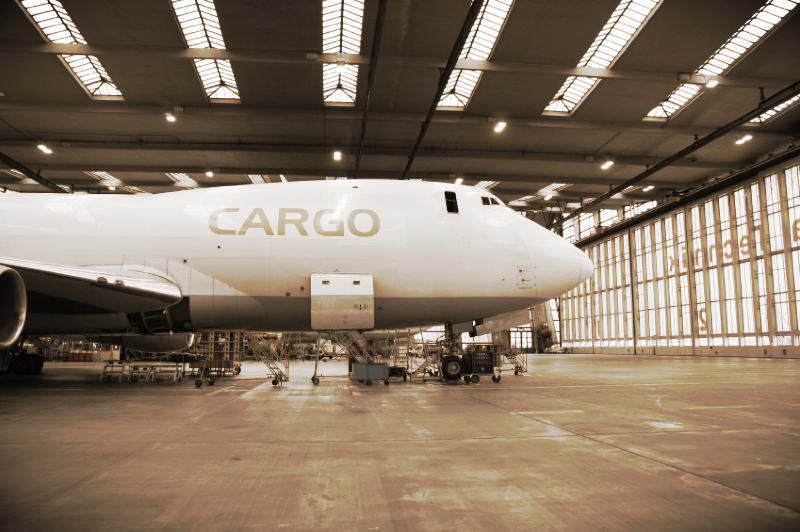 Large Cargo airplane in a hangar