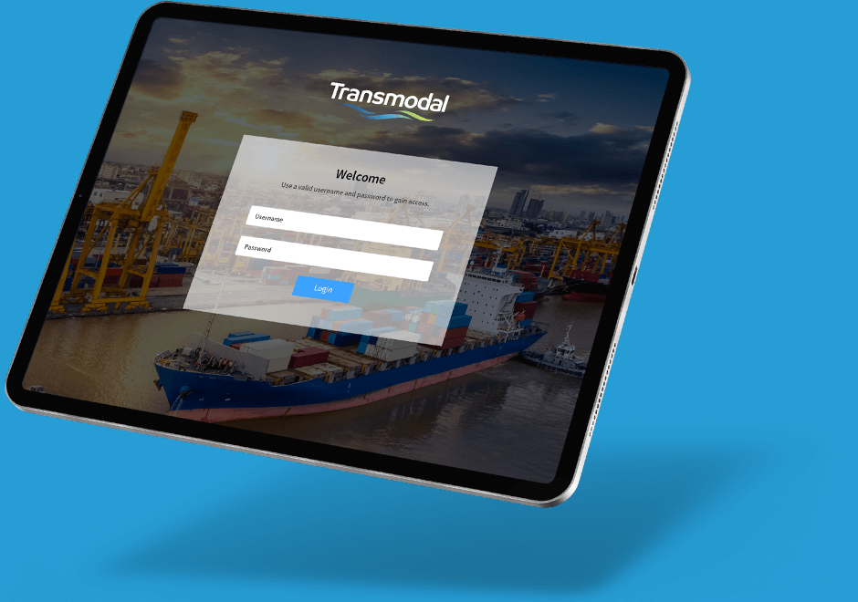 Transmodal Shipment Tracking Portal displayed on a tablet